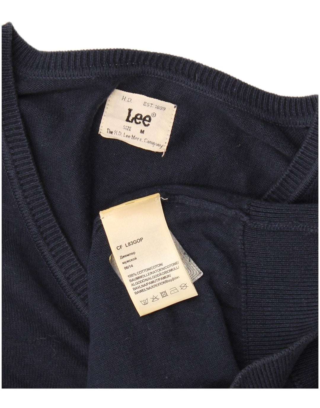 Lee Herren-Pullover mit V-Ausschnitt, mittlere marineblaue Baumwolle