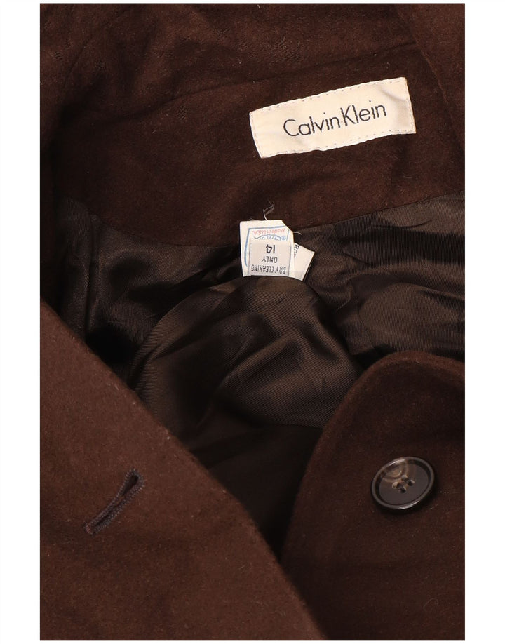 Calvin Klein Damen Übergroßer Mantel US 14 XL Braune Wolle