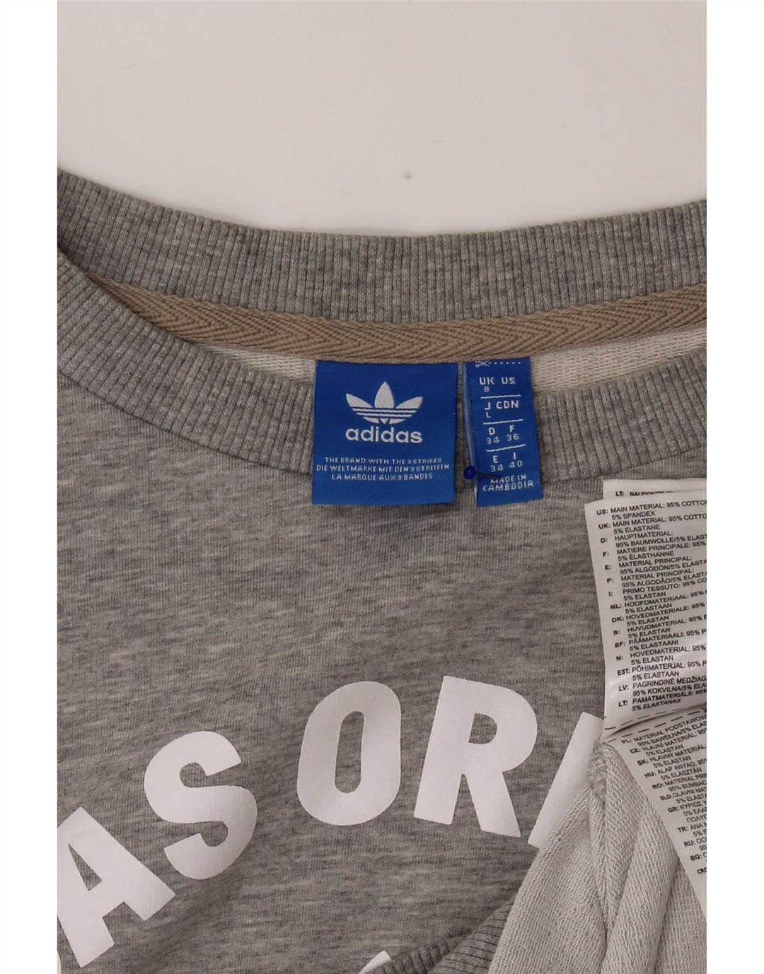 Adidas Womens Graphic Oversized Sweatshirt Pullover UK 8 Small Graue Baumwolle