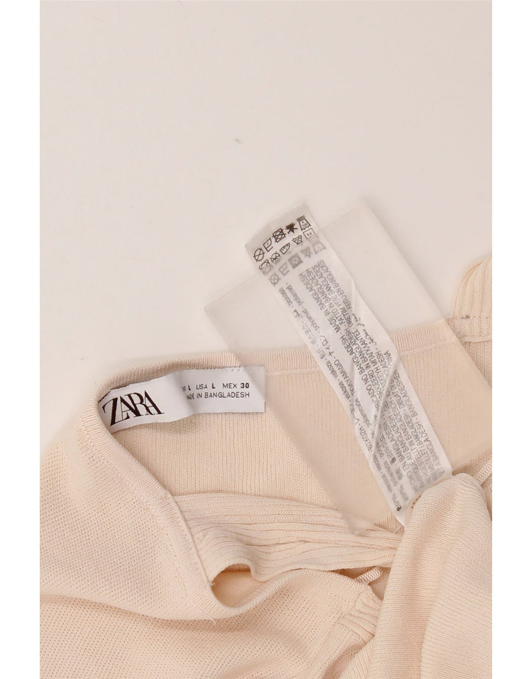 Zara Damen Crop Cami Top UK 14 Large Beige Viskose