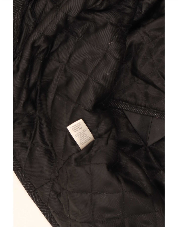 Calvin Klein Herren Pea Coat UK 40 Große graue Wolle mit Fischgrätenmuster