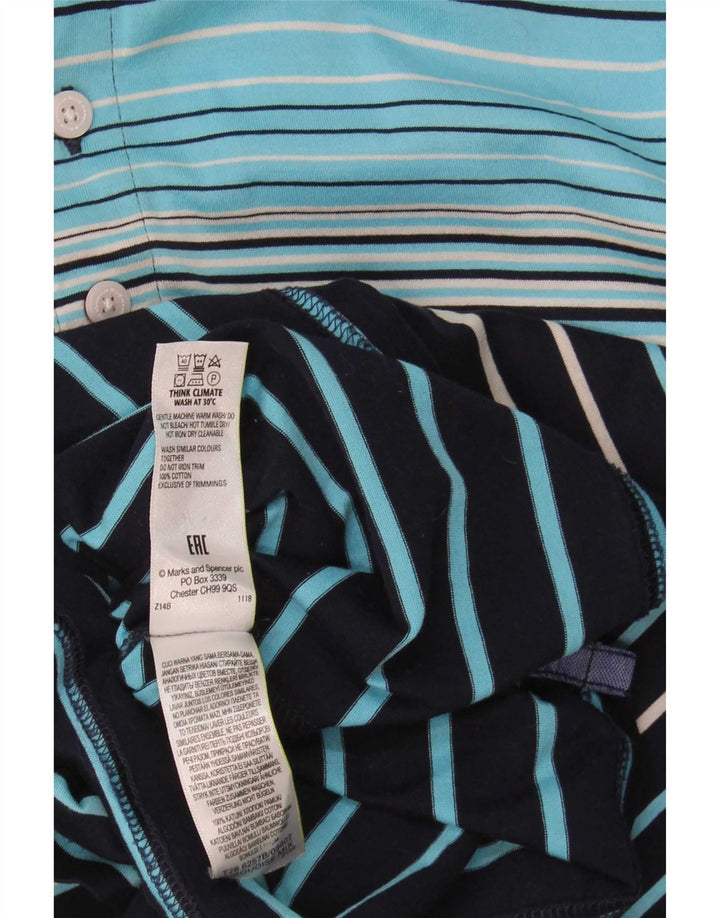 Marks & Spencer Herren-Poloshirt XL, blau gestreift, Baumwolle