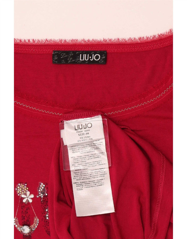 Liu Jo Damen Regular Graphic Top Langarm IT 44 Mittelrosa Viskose