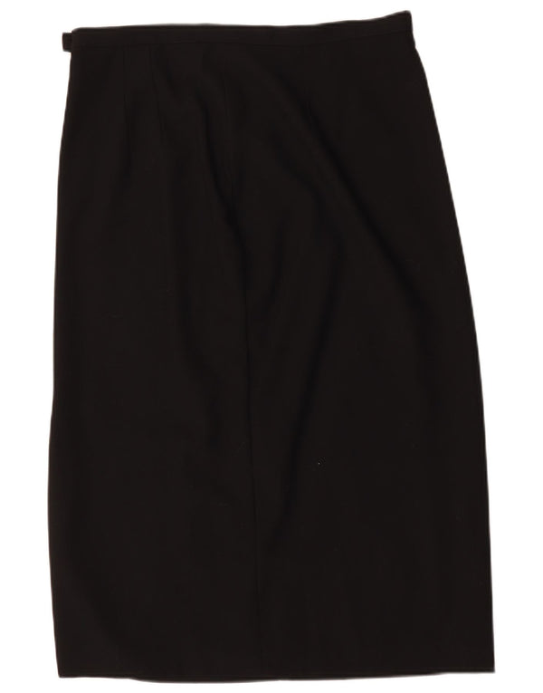 Marks & Spencer Damen Midi-Rock, gerade, UK 18, XL, W32, Schwarz, Schurwolle