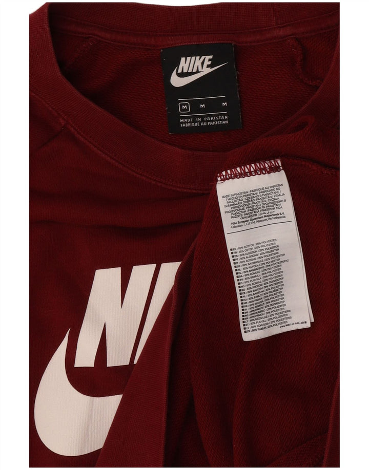 Nike Damen Grafik-Sweatshirt-Pullover, UK 14, mittlere Burgunderrote Baumwolle