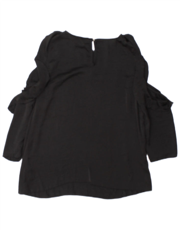 Lipsy Damen Langarm-Blusenoberteil UK 12 Mittelschwarzes Polyester