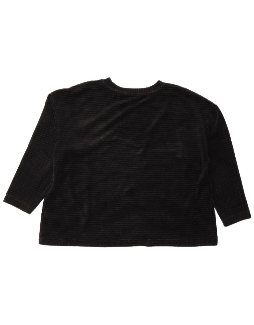 Marks & Spencer Damen Velours-Sweatshirt-Pullover UK 14 Große schwarze Baumwolle
