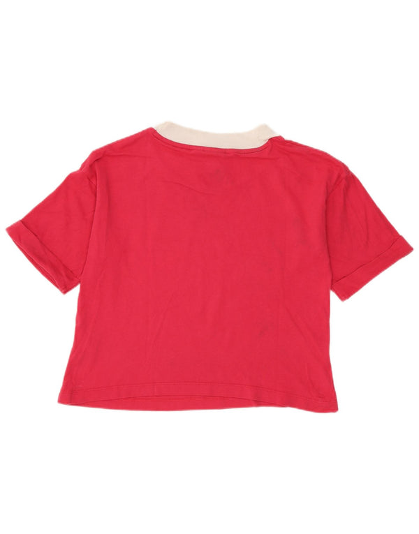 Adidas Damen Crop Graphic T-Shirt Top UK 8 Small Pink Colourblock