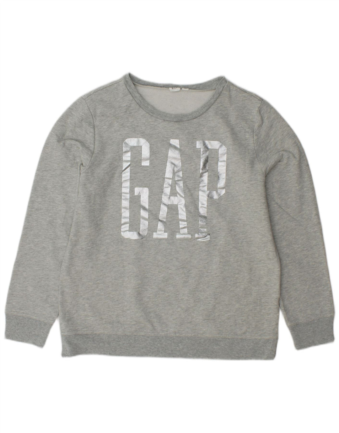 GAP Womens Tall Graphic Sweatshirt Pullover UK 14 Mittelgraue Baumwolle