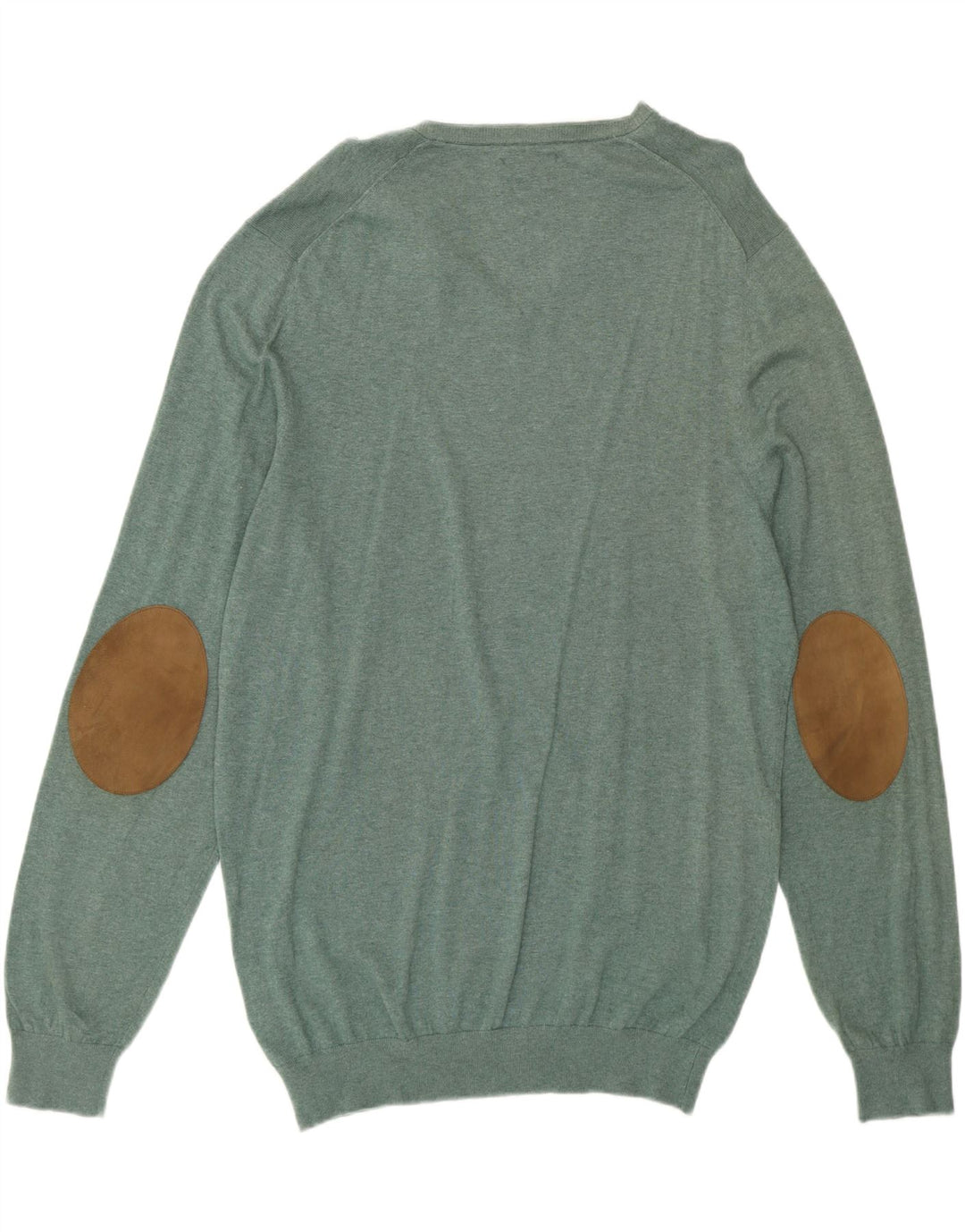 MASSIMO DUTTI Herren-Pullover mit V-Ausschnitt, 2XL, grüne Baumwolle