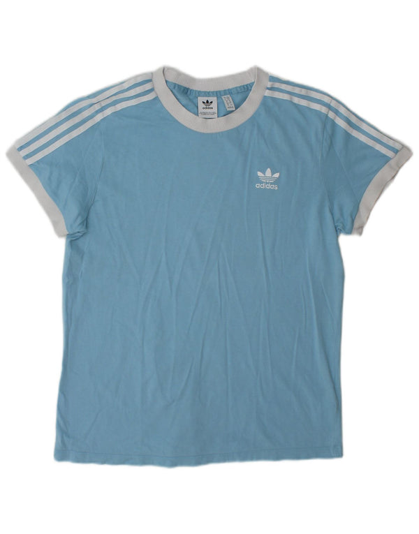 Adidas Damen T-Shirt Top UK 10 Small Blau Baumwolle Sport