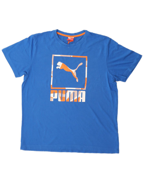 Puma Herren Grafik T-Shirt Top XL Blau Baumwolle