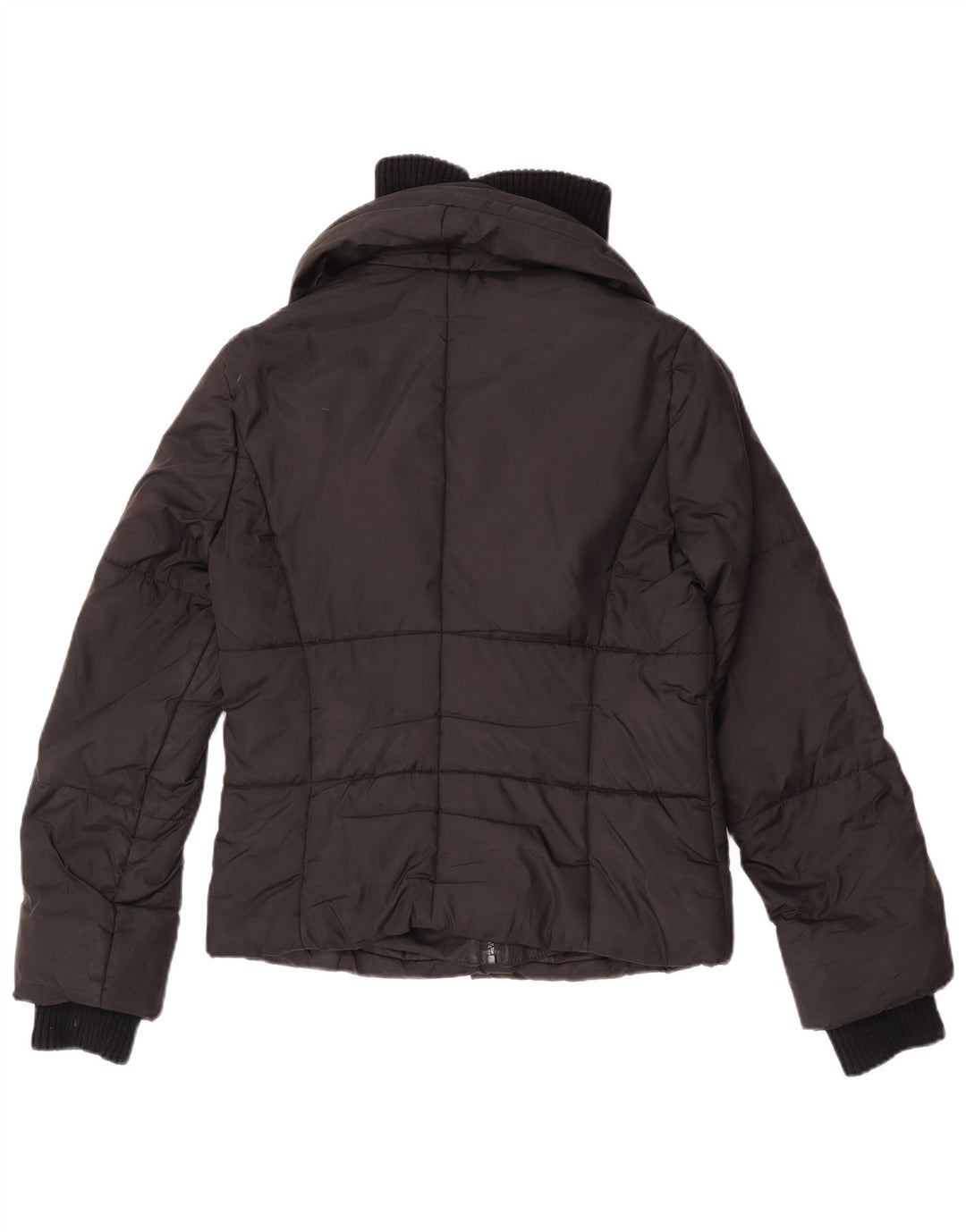 Zara Damen Crop Wattierte Jacke EU 38 Small Schwarz Polyester