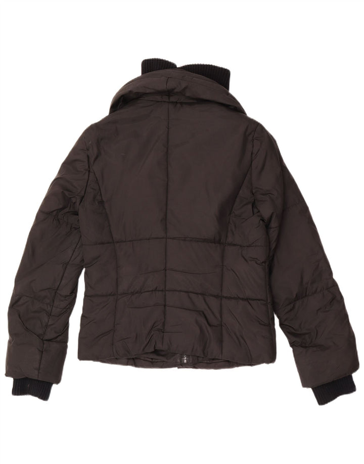 Zara Damen Crop Wattierte Jacke EU 38 Small Schwarz Polyester