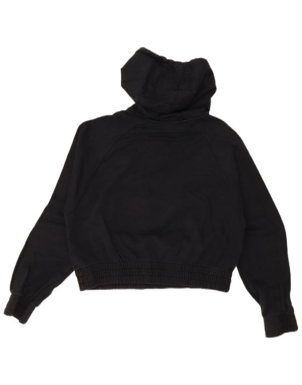 Nike Womens Oversized Crop Graphic Hoodie Pullover UK 10 Small Schwarz Baumwolle