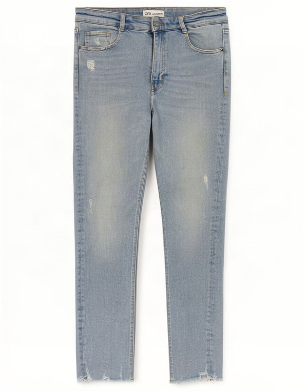 Zara Damen Distressed Skinny Jeans EU 40 Medium W30 L27 Blau