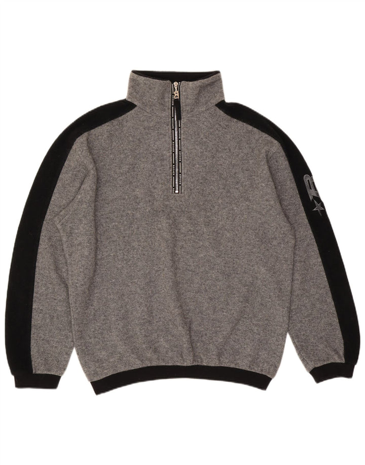 Bogner Herren-Pullover mit grafischem Reißverschluss am Hals, groß, graue Farbblock-Wolle