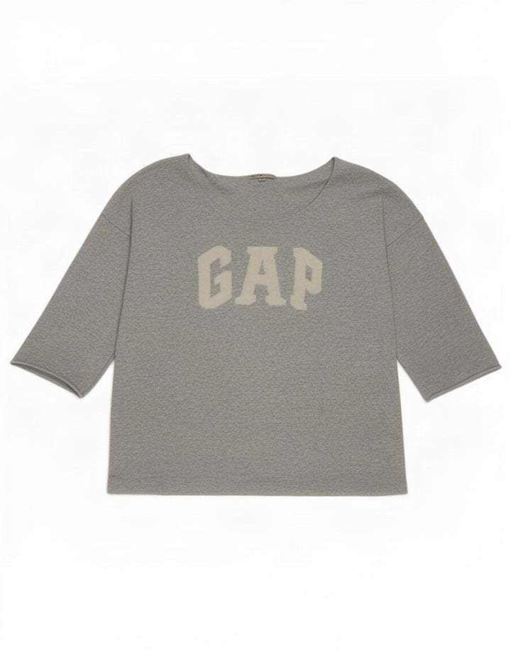 Gap Damen-Top mit Grafik, 3/4-Ärmel, UK-Größe 40, Größe L, Grau