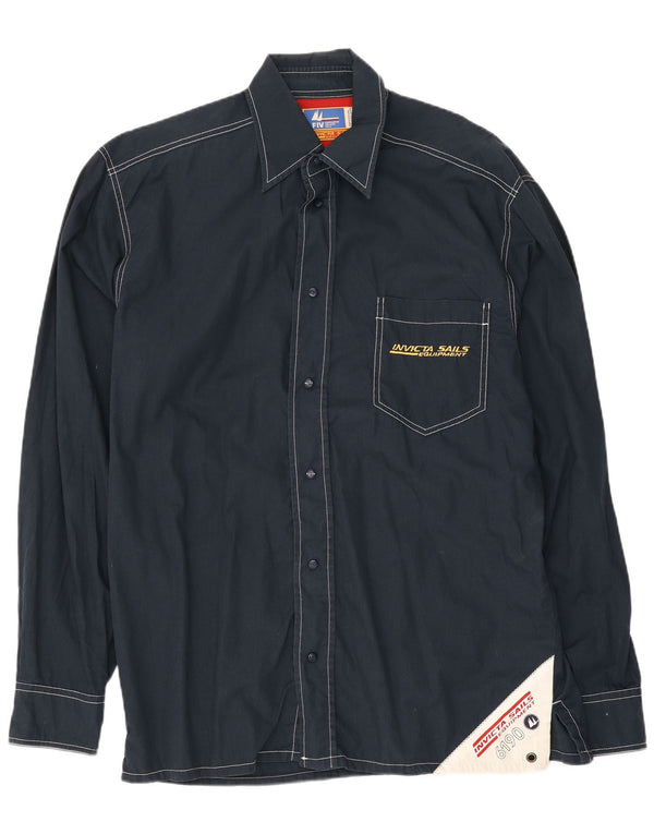 Invicta Mens Sailwear Graphic Shirt Small Marineblau Colourblock Baumwolle
