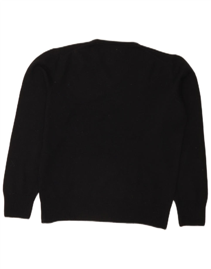Zara Herren-Pullover mit V-Ausschnitt aus mittelschwarzer Wolle