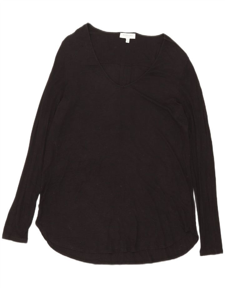 Essentials Damen Übergroßes Top Langarm UK 14 Mittelschwarze Viskose