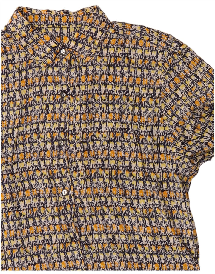 Vintage Damen Hemd mit abstraktem Muster UK 14 Groß Mehrfarbig