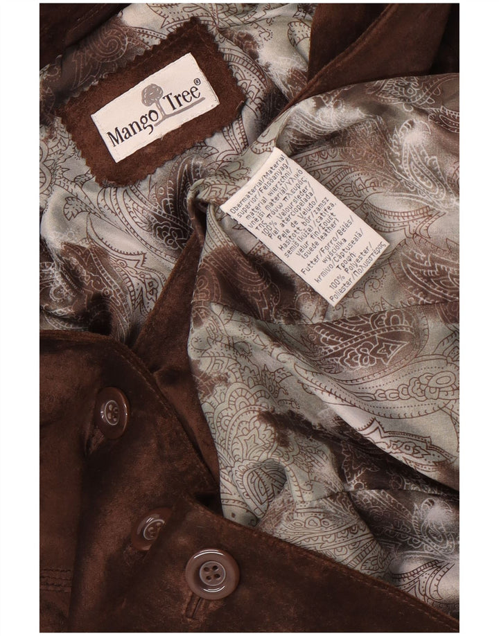 Vintage Damen 3-Knopf-Wildleder-Blazerjacke UK 40 Großes braunes Leder