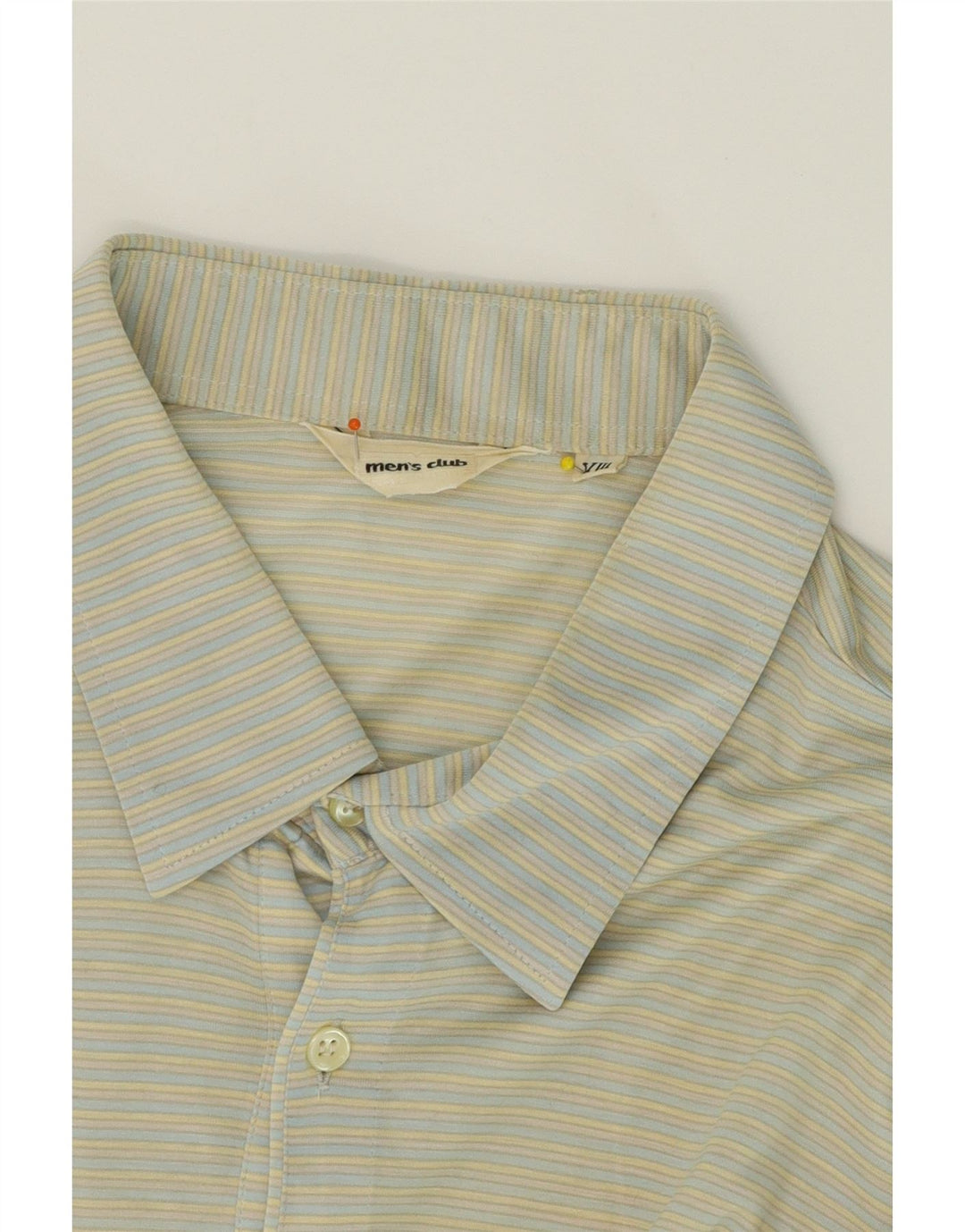 VINTAGE Mens Polo Shirt Large Green Striped Vintage Vintage and Second-Hand Vintage from Messina Hembry 