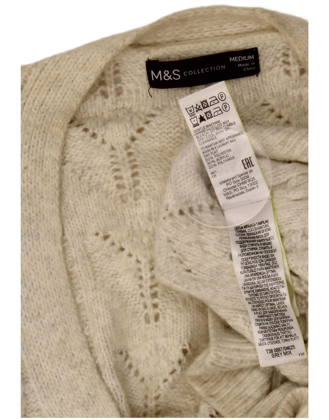 MARKS & SPENCER Damen-Cardigan-Pullover UK 14 Mittelweißes Polyester