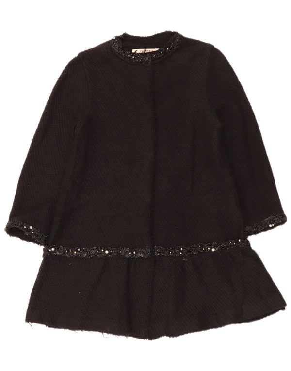 Zara Damen Mantel UK 12 Mittelschwarze Baumwolle