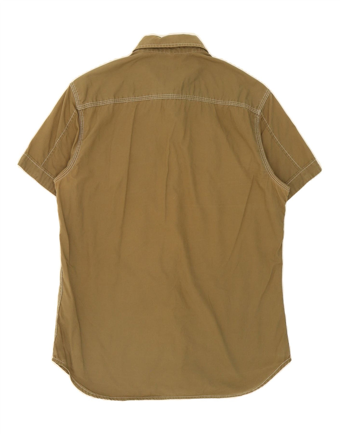 NAPAPIJRI Mens Short Sleeve Shirt Medium Khaki Cotton Vintage Napapijri and Second-Hand Napapijri from Messina Hembry 