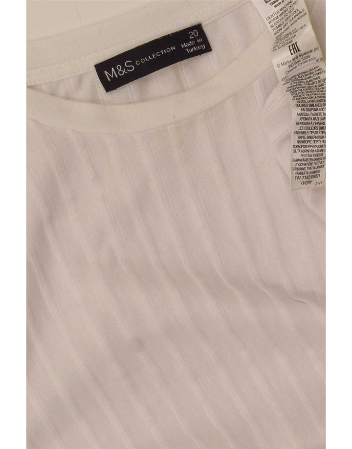 Marks & Spencer Damen Übergroßes Top Langarm UK 20 2XL Weiß Polyester