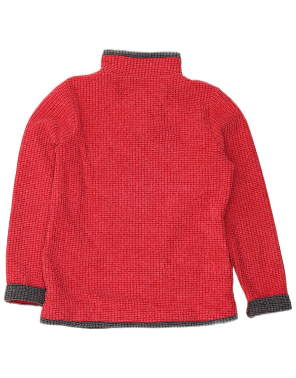 Weird Fish Womens Zip Neck Fleece Jumper UK 10 Small Red Colourblock