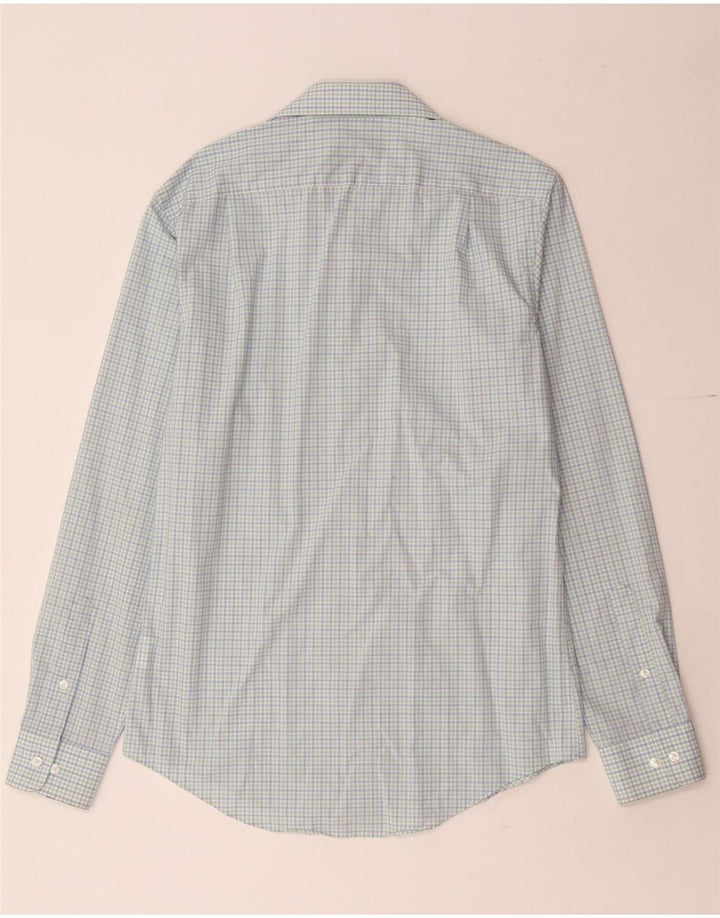 Tommy Hilfiger Herren-Hemd mit sportlicher Passform, Größe 15, mittelblaue Gingham-Baumwolle