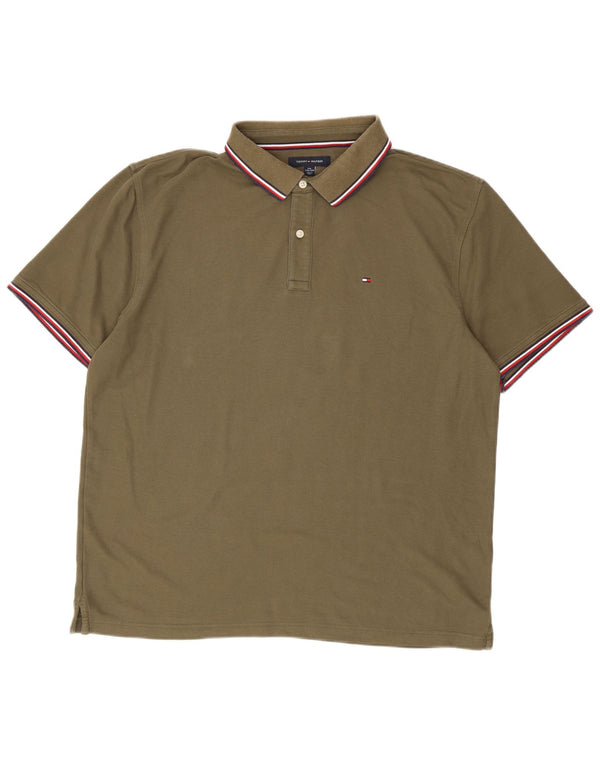 Tommy Hilfiger Herren-Poloshirt mit normaler Passform, 2XL, Khaki, Baumwolle