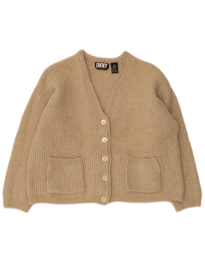 Dkny Damen-Strickjacke in Übergröße, Gr. 10, Größe S, Beige, Wolle