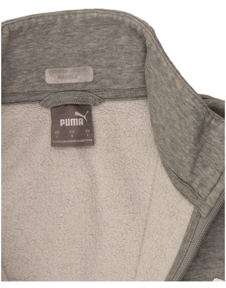 PUMA Mens Tracksuit Top Jacket Large Grey Cotton