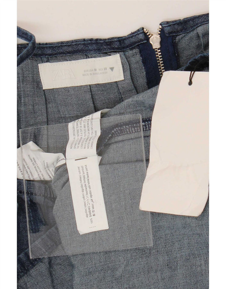 Zara Damen Denim Cami Top UK 12 Mittelblaue Baumwolle