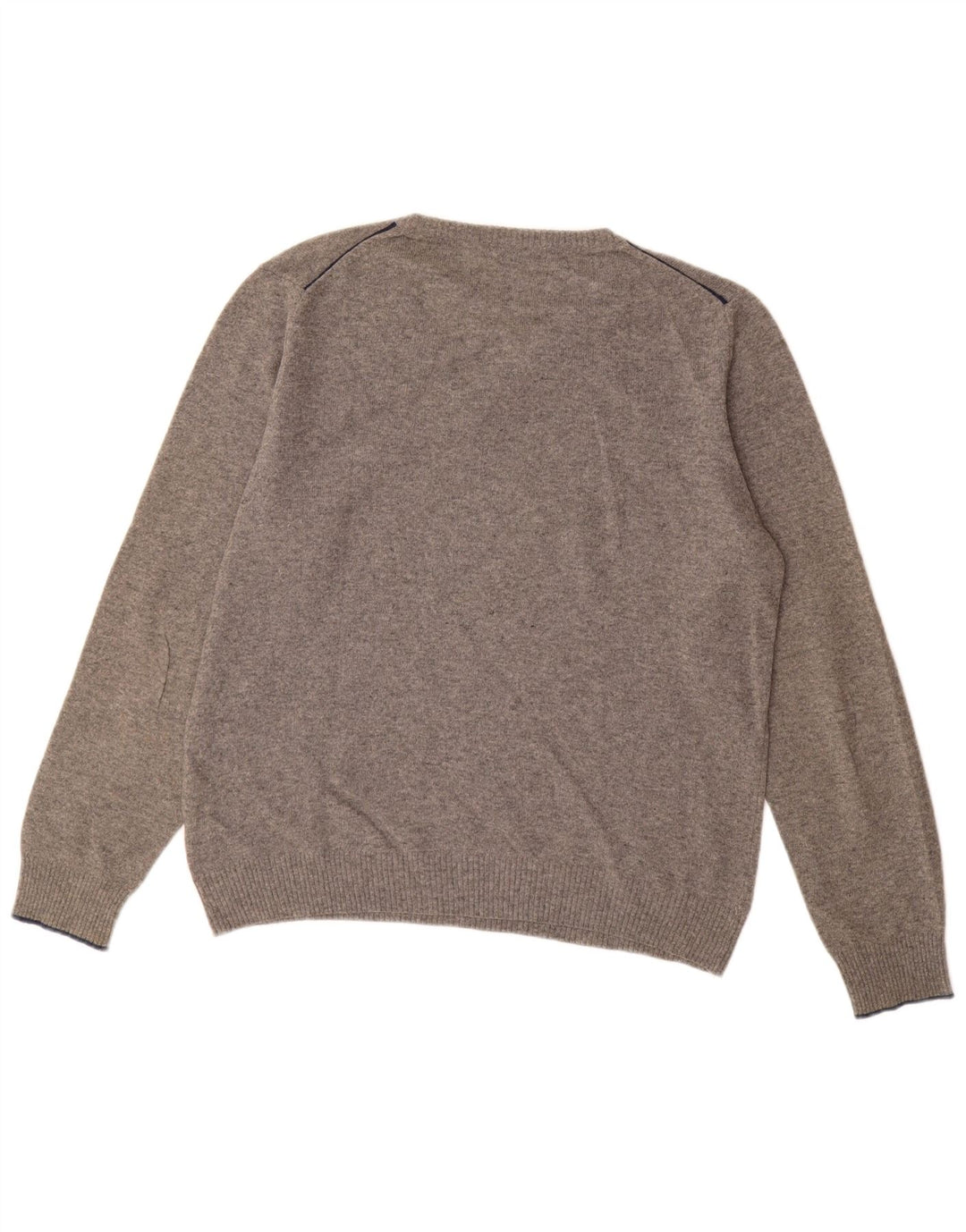 Conte of Florence Herren-Pullover mit V-Ausschnitt aus mittelgrauer Wolle