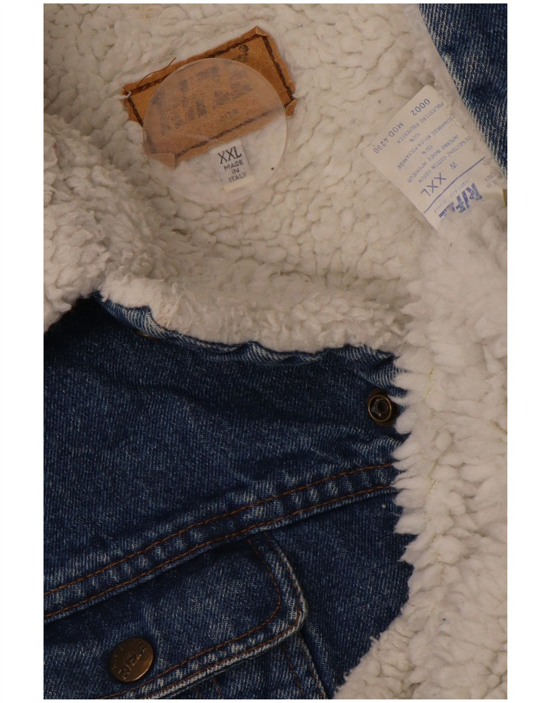 RIFLE Herren Sherpa Jeansjacke UK 44 2XL Blaue Baumwolle