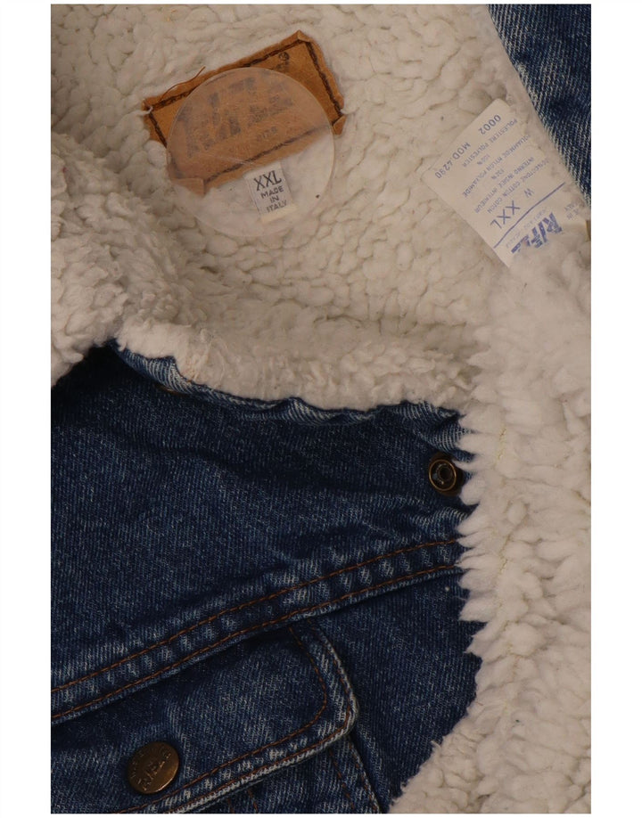 RIFLE Herren Sherpa Jeansjacke UK 44 2XL Blaue Baumwolle