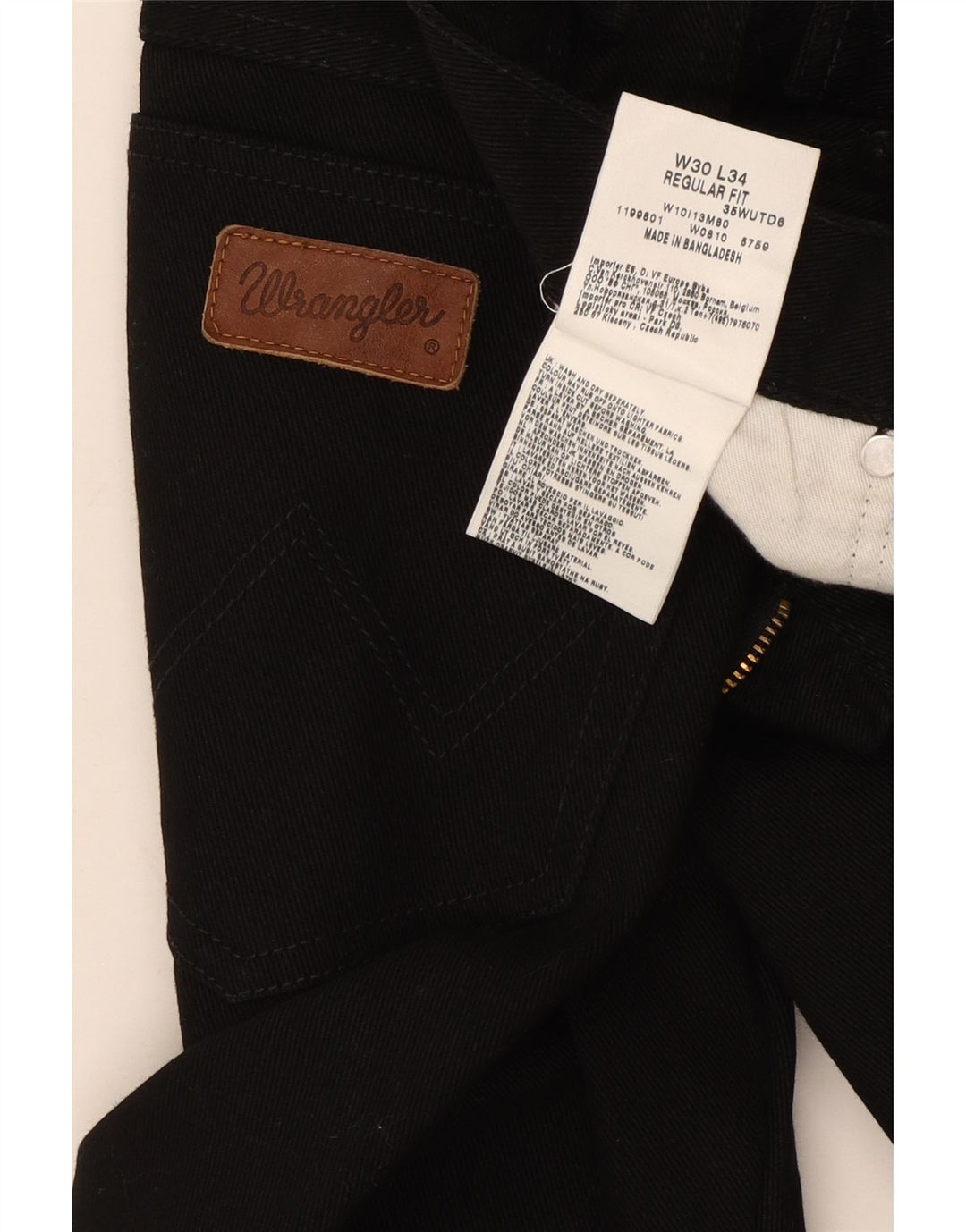 Wrangler Herren Straight Jeans W30 L31 Schwarze Baumwolle
