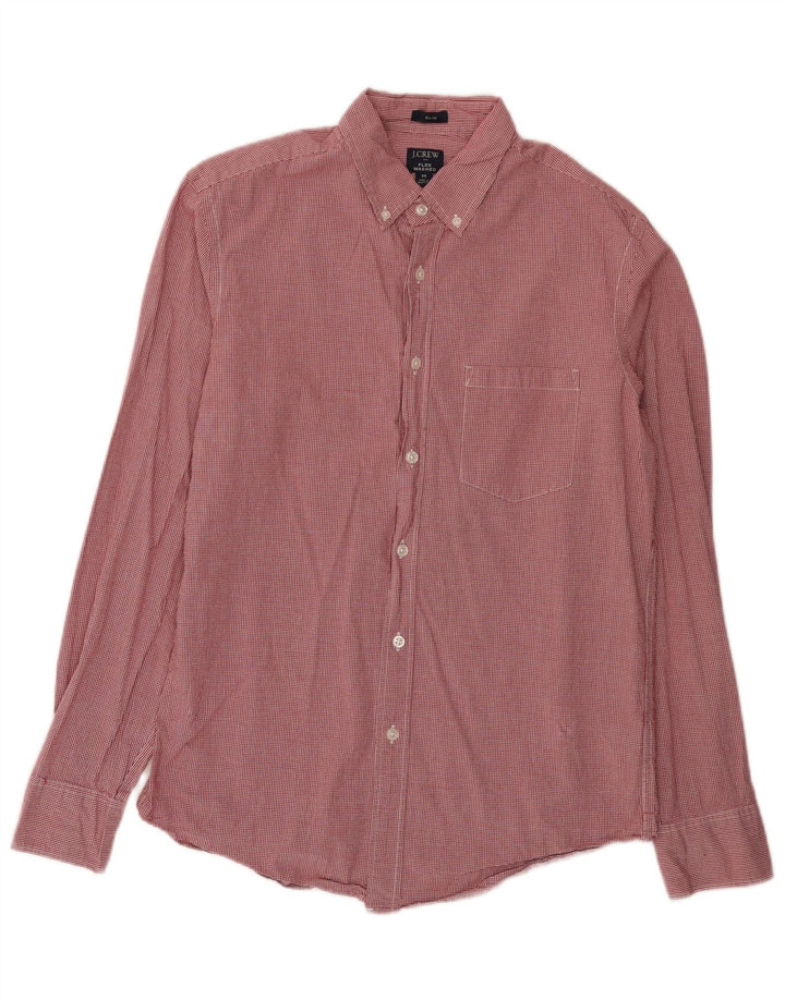 J. Crew Herren Flex Washed Slim Hemd Mittelrote Gingham-Baumwolle
