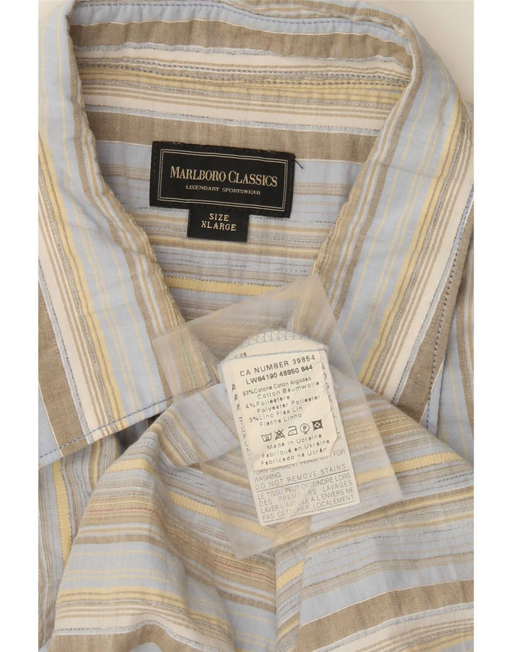 Marlboro Classics Herrenhemd XL blau gestreift aus Baumwolle