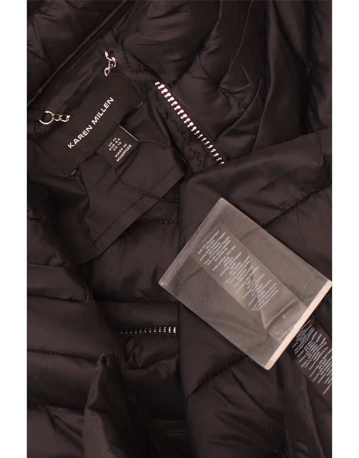 Karen Millen Damen Wattierter Mantel UK 14 Large Schwarz Nylon