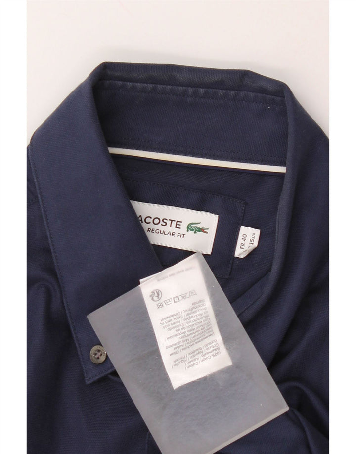 Lacoste Herren-Hemd mit normaler Passform, Größe 40, 15 1/2, mittelmarineblaue Baumwolle