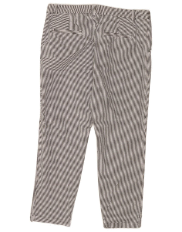 Marks & Spencer Damen-Hose, kurz geschnitten, UK 44, Größe L, W32, L25, Weiß, Nadelstreifen