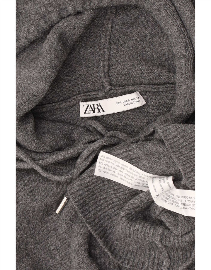 Zara Damen-Pullover mit Kapuze, übergroß, Gr. 10, Größe S, grau, Polyester
