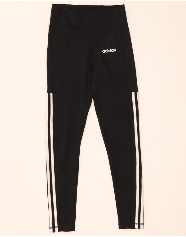 Adidas Damen Climalite Leggings UK 4/6 XS Schwarz Polyester