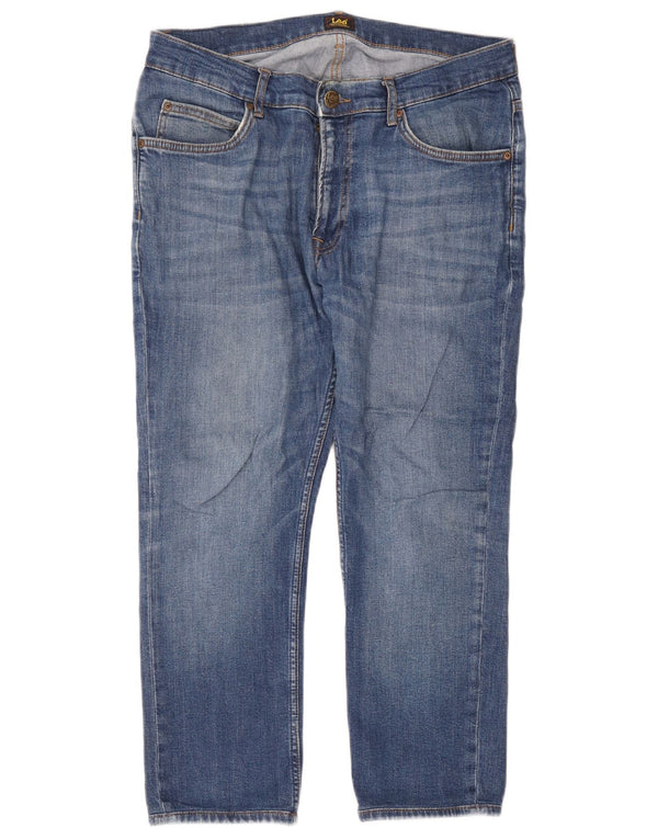 Lee Herren Rider Cropped Jeans W33 L24 Blaue Baumwolle